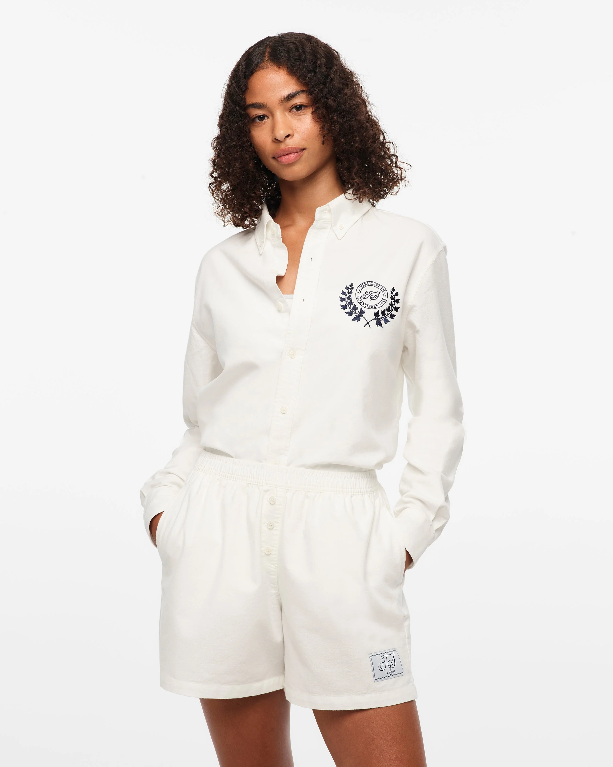 TS Crest White Oxford Shorts - Image 3