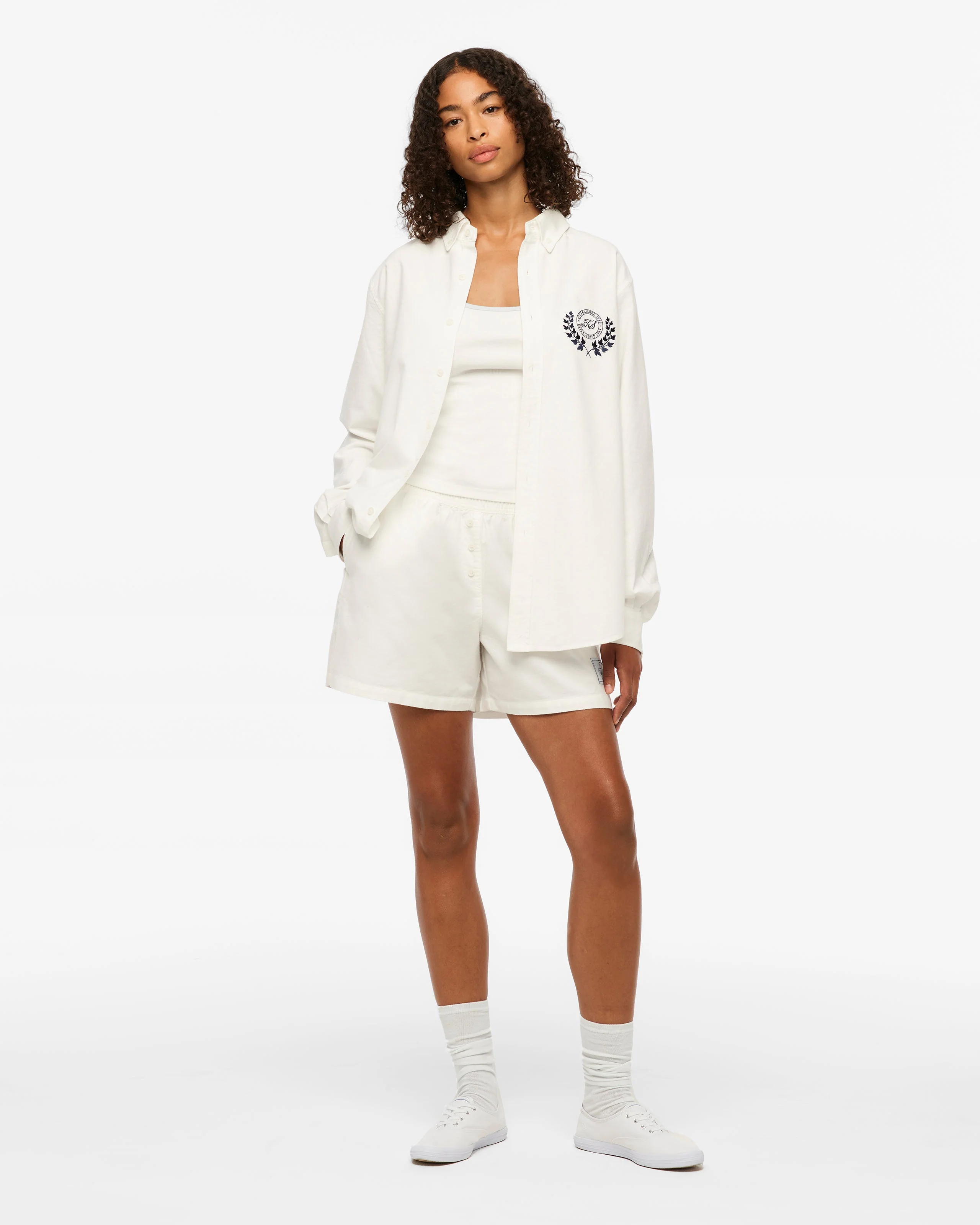 TS Crest White Oxford Shorts - Image 4